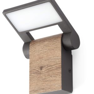 Wood Led Dark Grey Wall Lamp