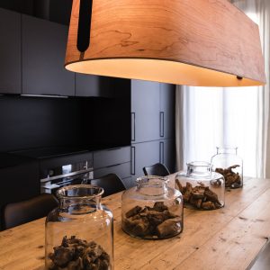 Stood Black And Wood Pendant Lamp 5L