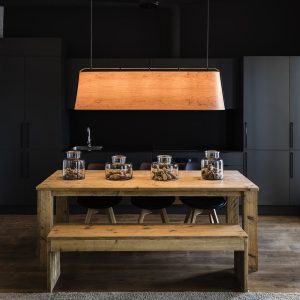 Stood Black And Wood Pendant Lamp 5L